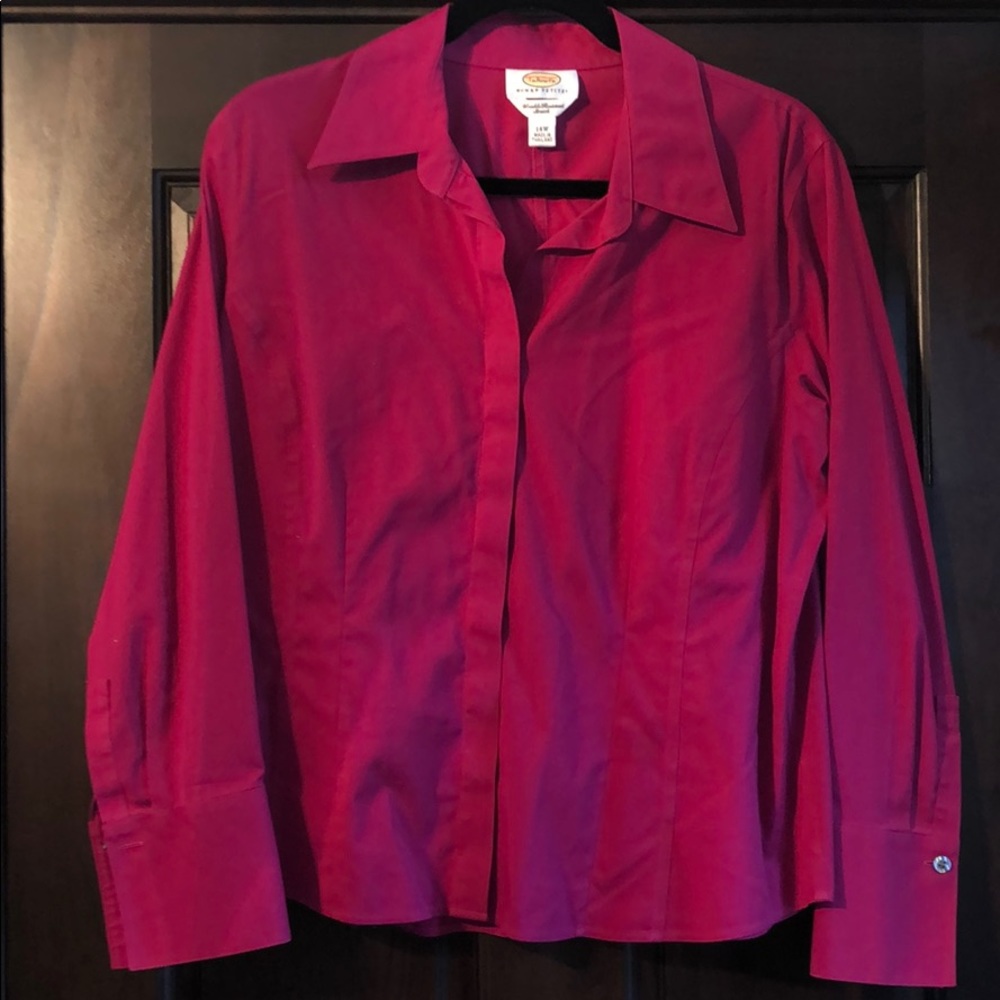 Talbots fuschia tailored blouse